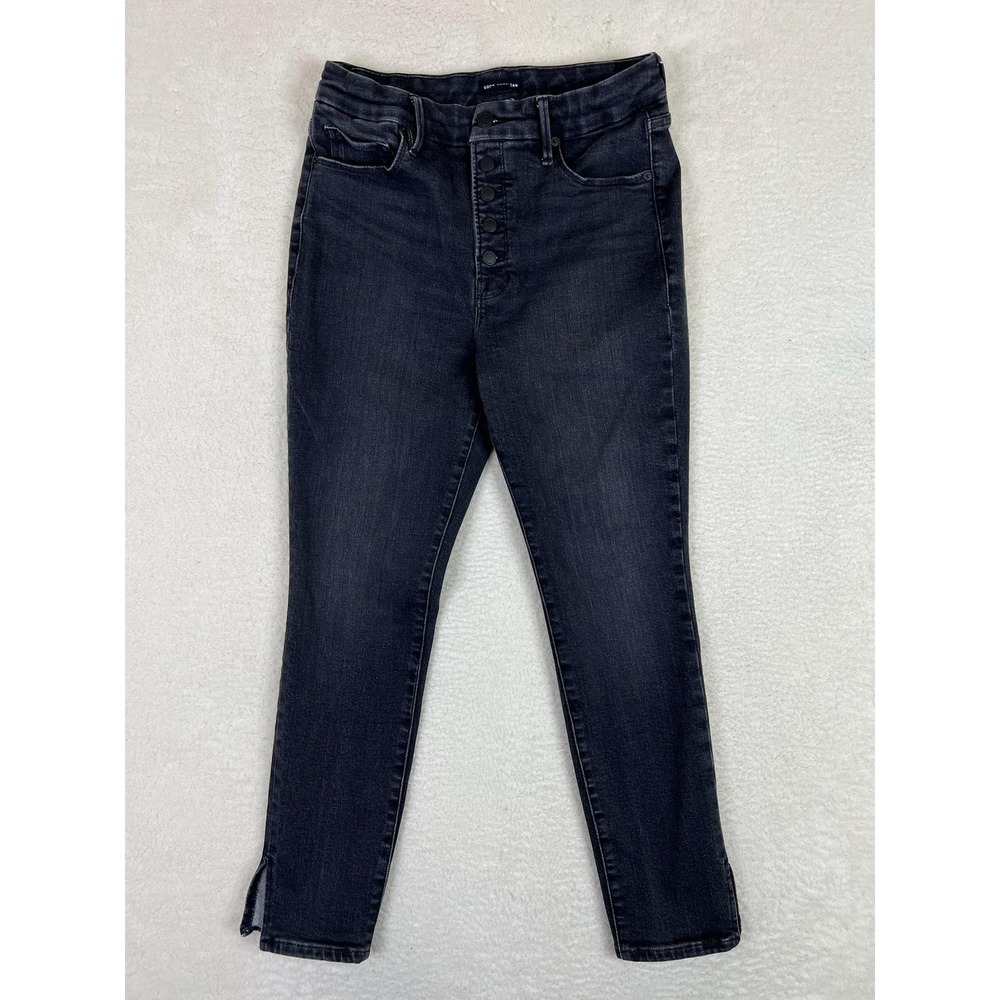 Good American Good‎ Legs Crop Jeans Womens 10/30 Black High Rise Stretch Denim
